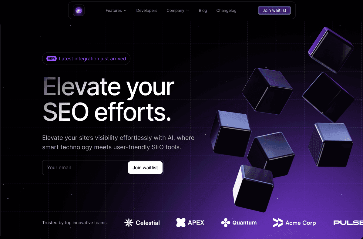SaaS Product Landing Page - Custom software engineering by Oryntic Labs